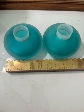 Vetro Murano Venezia Teal Glass  votive candle holders or vases w stickers